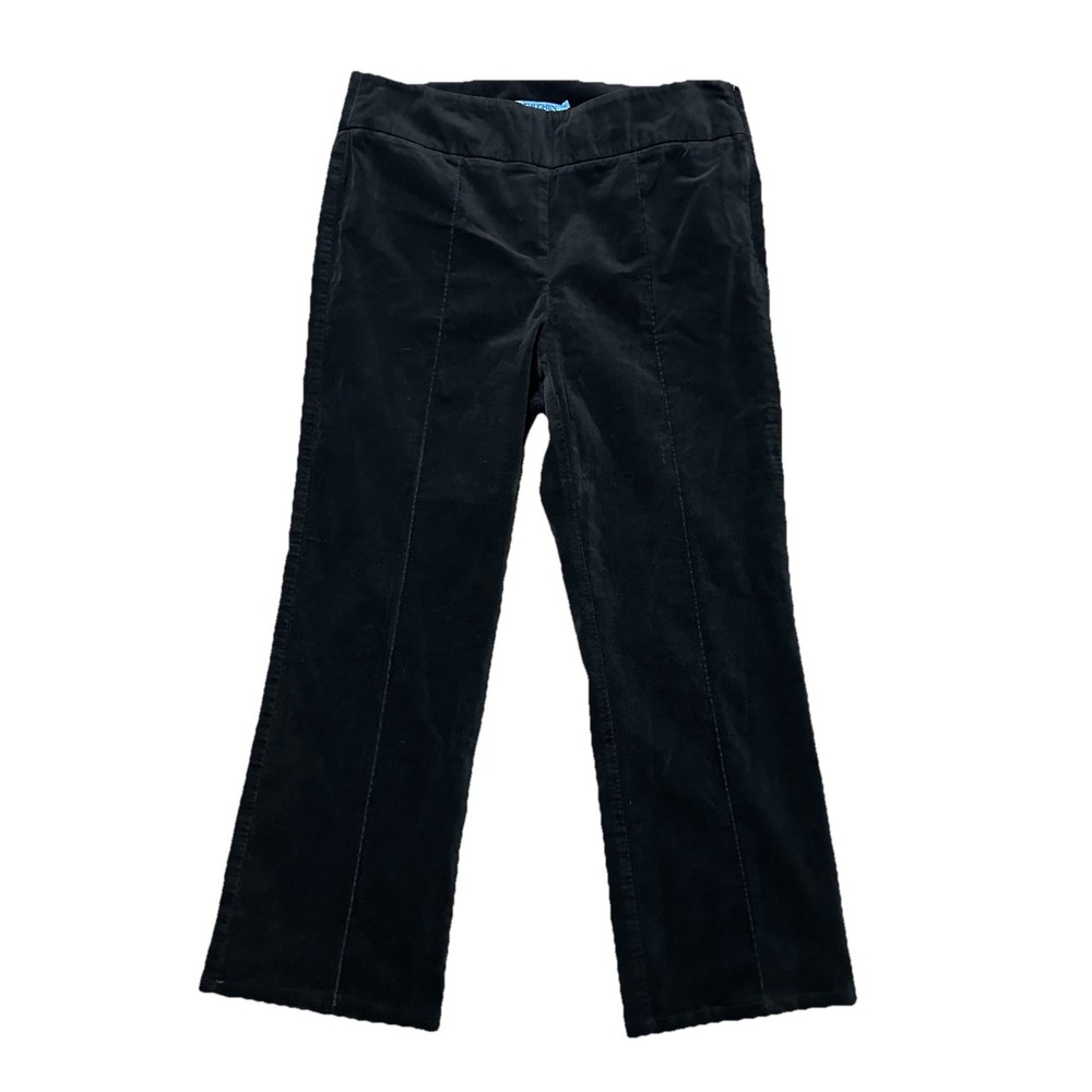 J. McLaughlin Women Black Faux Velvet Velour Front Seam Academia Ankle Pants 10